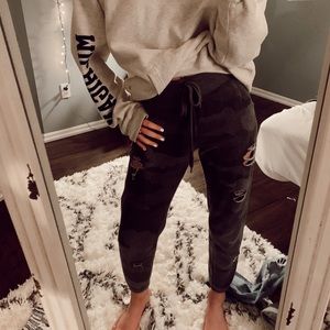 Aerie distressed camo jogger sweats